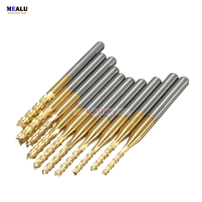 

10 шт., карбидные концевые фрезы 1,5 мм-3 175 мм, гравировальные насадки для вращающихся заусенцев с ЧПУ, 3 Шестерня шлифовального станка, фрезы, 1 фреза, шлифовальный станок