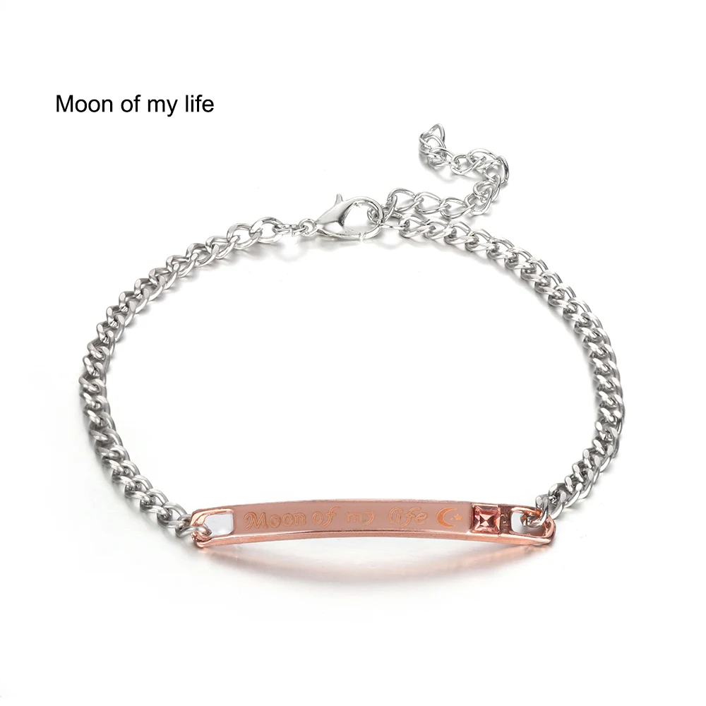 Moon of my life 1 шт. браслеты из нержавеющей стали для влюбленных пар, ее чудовище и его красавица, браслеты для мужчин и женщин, ювелирные изделия на День святого Валентина - Окраска металла: Moon of my life