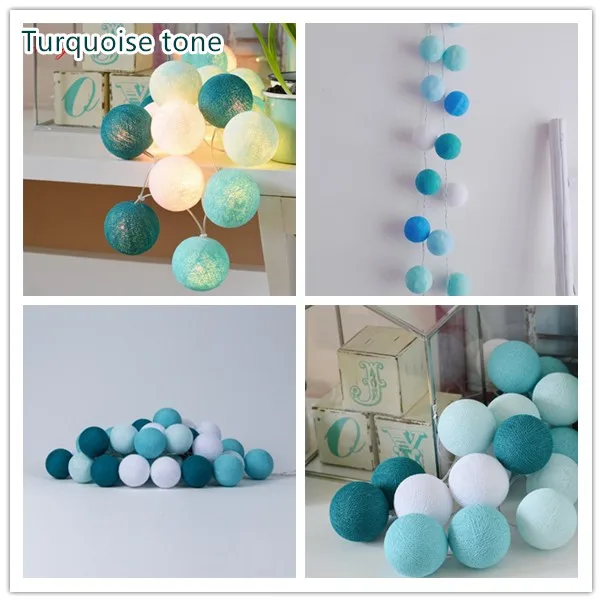 Turquoise tone 20 шт./компл. тайском стиле ватным тампоном гирлянды, вечерние, патио, свадебные, для новорожденных, на Рождество, День Святого Валентина, Настенный декор, подарок для новорожденных малышей, разноцветный цвет может выбрать - Испускаемый цвет: Turquoise tone