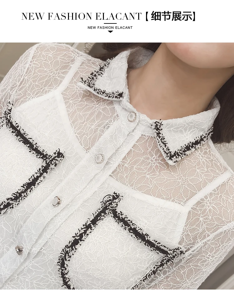 Женская одежда 2018 весна осень лето стиль корейский vestidos черно-белое кружевное