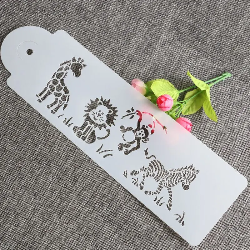 

Cute Giraffe Zebra Monkey Lion Cake Mould Cake Stencil Airbrush Painting Mold Cookies Fondant Cake Mousse Decorating Mold