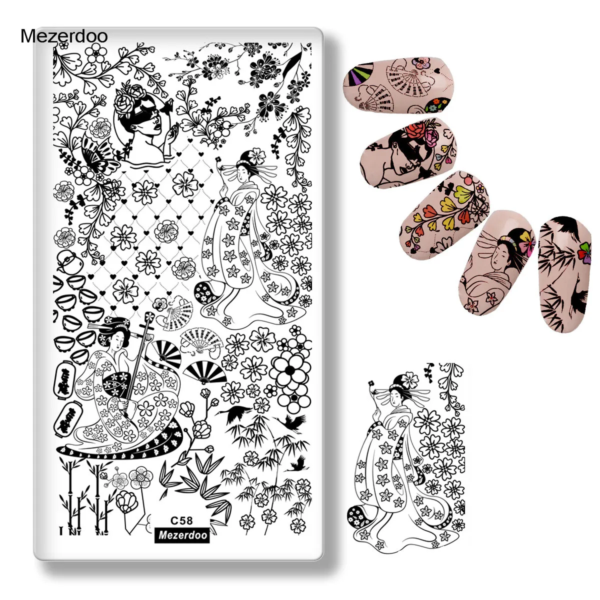 Дизайн ногтей штамповка изображения пластины японский стиль из нержавеющей