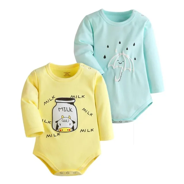 as picture 2 шт. Baby органов мультфильм печати Корректирующие боди для женщин с длинным рукавом Комбинезоны для женщин для маленьких девочек Костюмы быть для маленьких мальчиков комбинезон прекрасный ребенок одежда - Цвет: as picture