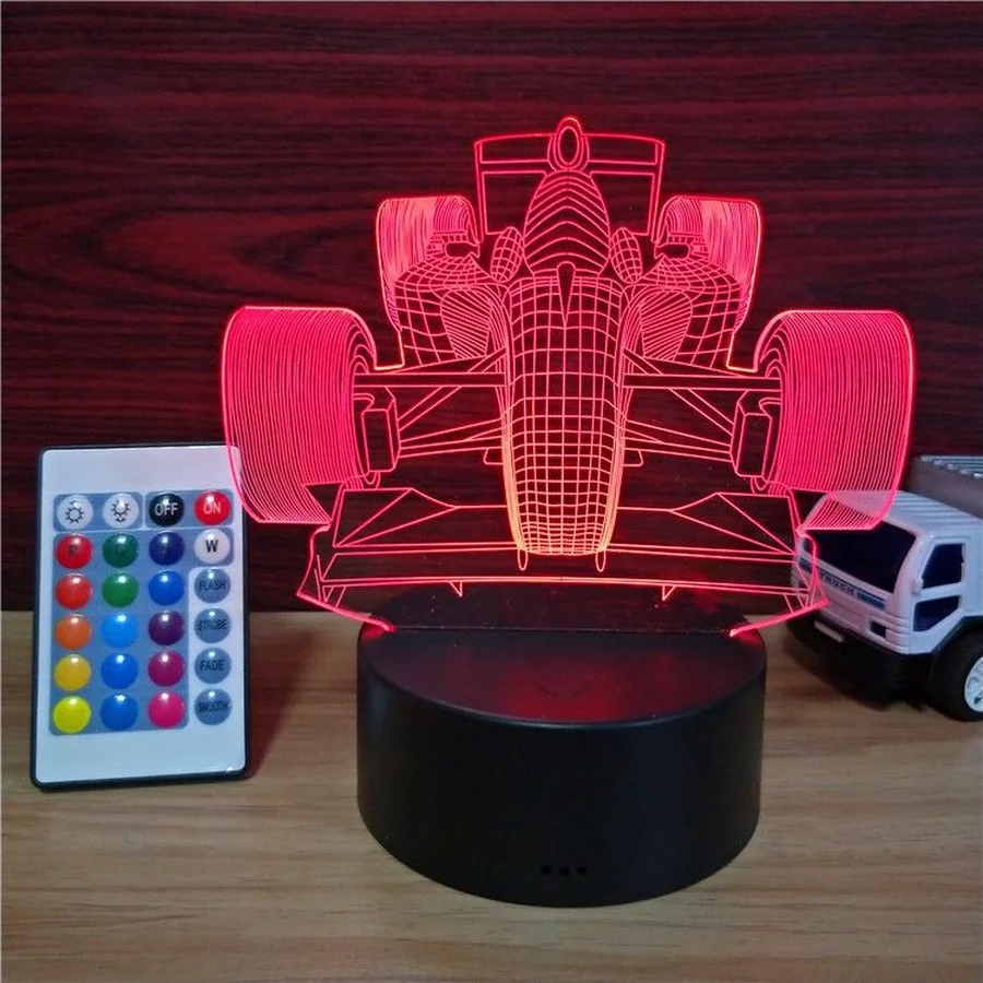 Гоночные автомобили 3D Голограмма Иллюзия светодиодный ночник USB Сенсорное
