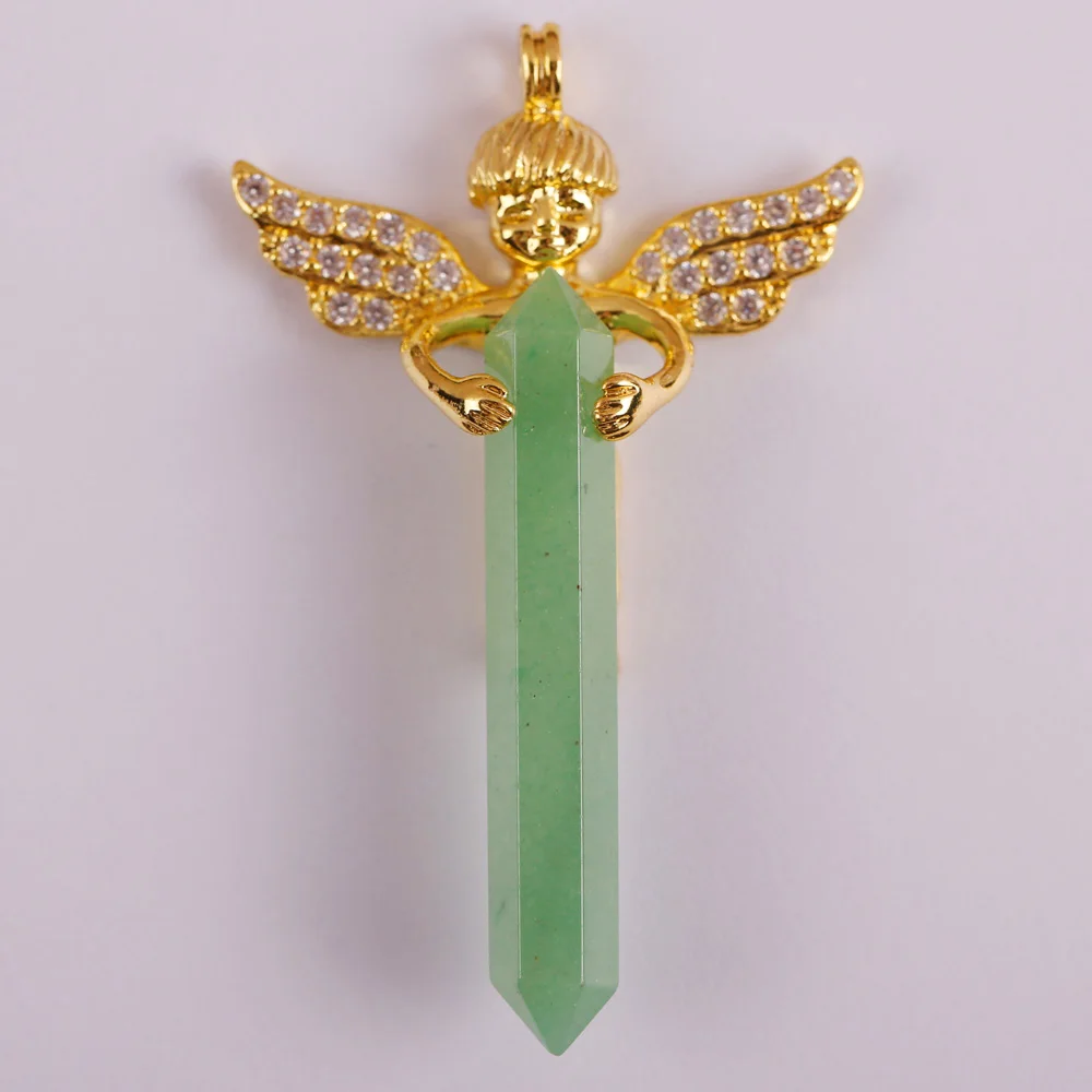 Природный камень зелёный авантюрин Бусины кулон Счастливый Ангел ювелирные