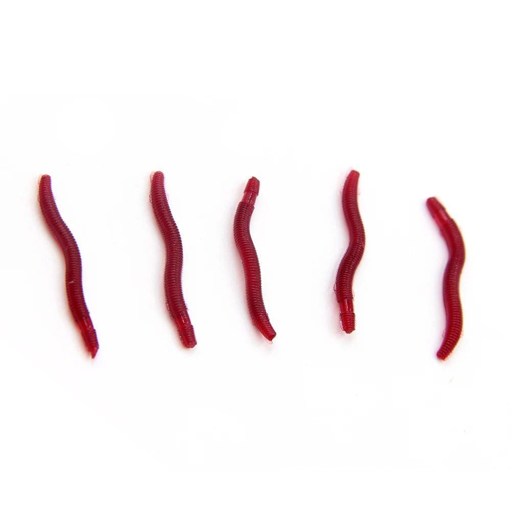 100 шт./лот мягкая рыболовная приманка искусственные приманки красные черви запах