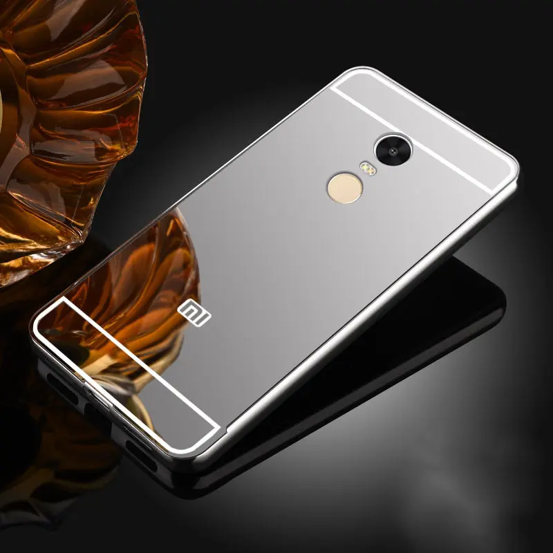 Для Xiao mi Red mi Note 4X чехол mi rror задняя крышка и алюминиевая металлическая рамка Fundas для Red mi 4A Note 5A 5 6 Plus mi A1 5X Prime - Цвет: Серебристый