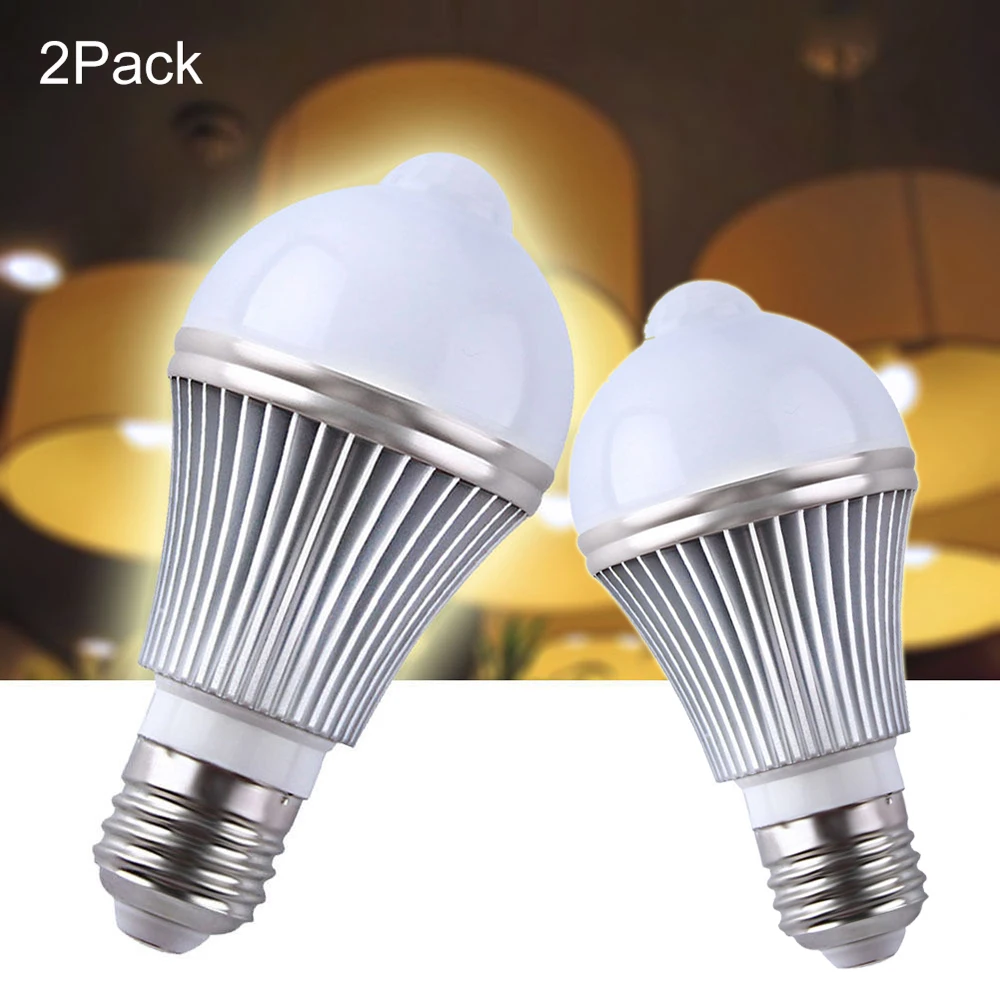 

2PCS 5w PIR Infrared Motion Sensor LED Light Bulbs Light Control LED Lamp E27 Automatic Night Light indoor Lighting for Stairs