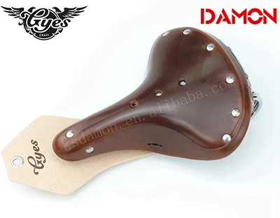 Brown Gyes GS-14S Ретро коровья кожа велосипед седла горный велосипед сиденье - Цвет: Brown