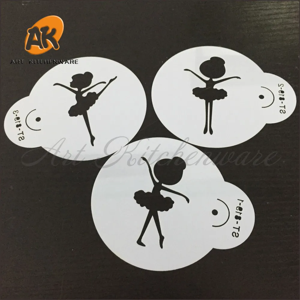 

3pcs Mini Dancing Girls Cookie Cake Stencil Set,Cupcake Decorating Stencil,Stencil for Cake ,Fondant Cake Decorating ST-819