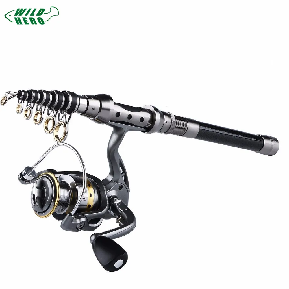 1.5M-2.4M Fishing Rod Combo FULL Kit Travel Spinning Telescopic Fishing Reel Set with Line Lures Hooks