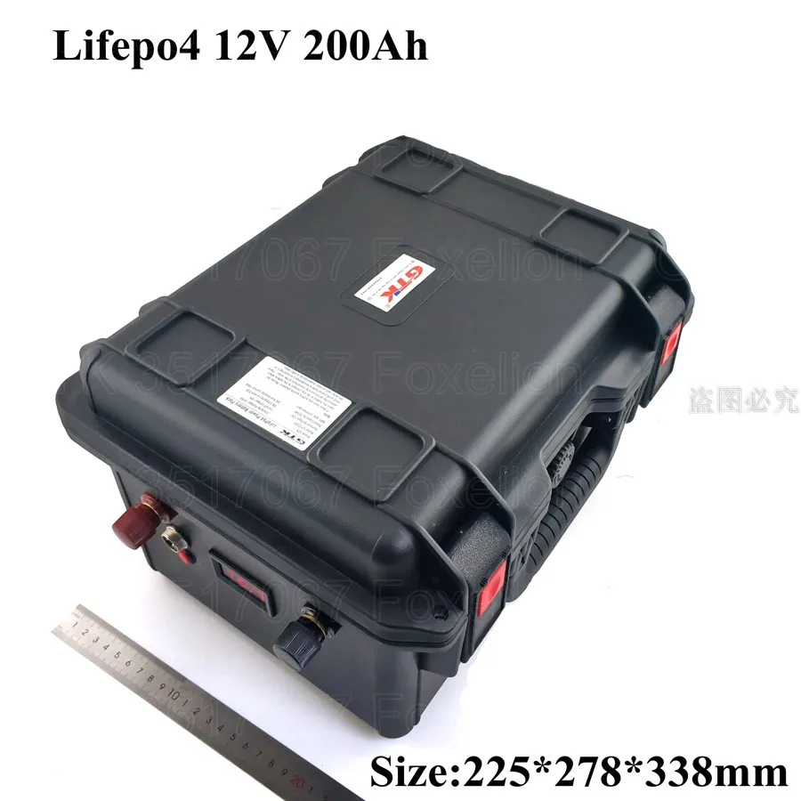 12v 200Ah lifepo4 Батарея 12 8 v Водонепроницаемый чехол 100A BMS для солнечных батарей RV