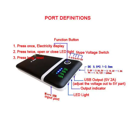 Внешний аккумулятор 5 в 6 9 12 В USB 18650 зарядное устройство для мобильного