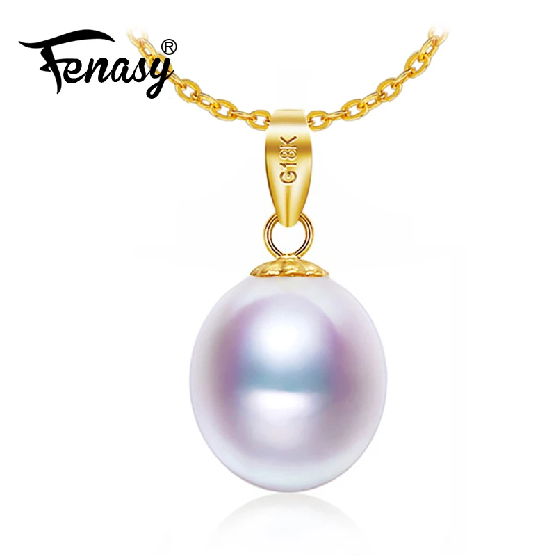 FENASY 18K Gold peandant pearl Jewelry Real 18k gold necklaces & pendant for lovers