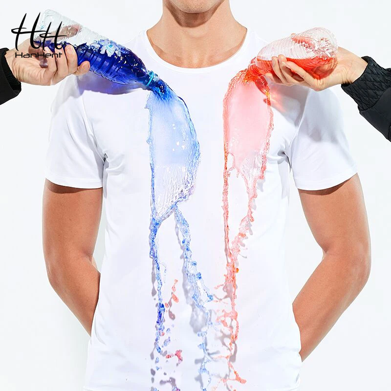 HanHent 2018 Hydrophobic T-shirts Men Waterproof T shirts Round Neck Dry Fit Tee Shirts New Men's Quick Fitness | Мужская одежда