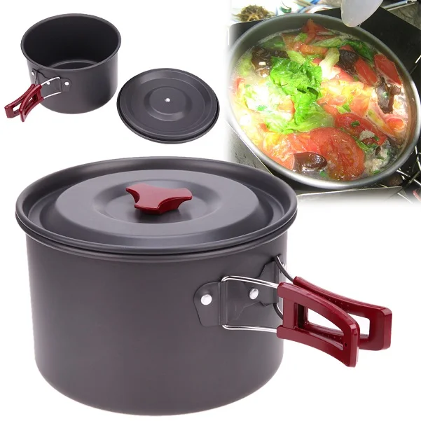1pc 8 шт./компл. Открытый Кемпинг набор посуды Портативный посуда 2-3 человек горшок, столовая ложка, Пособия по кулинарии набор для пикника путешествия - Цвет: 1pc