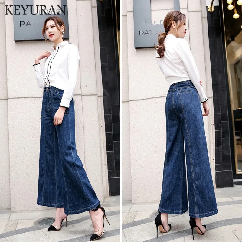 2019 New Spring Slim Fit Plus Size Flare Jeans High Waist Stretch Skinny Jean Vintage Bell-Bottom Pants Denim Trousers Female