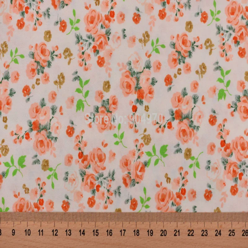 Хлопковая ткань с оранжевыми цветами для детского постельного белья Лоскутная