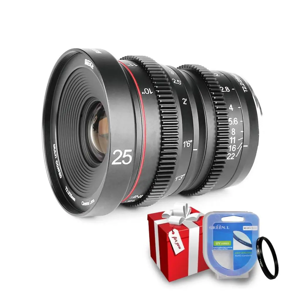 

Meike 25mm T2.2 Manual Focus Portrait Cine Lens for Sony E-Mount /For Olympus Panasonic M4/3-Mount A6000 A6300 A6500 NEX-5 A7