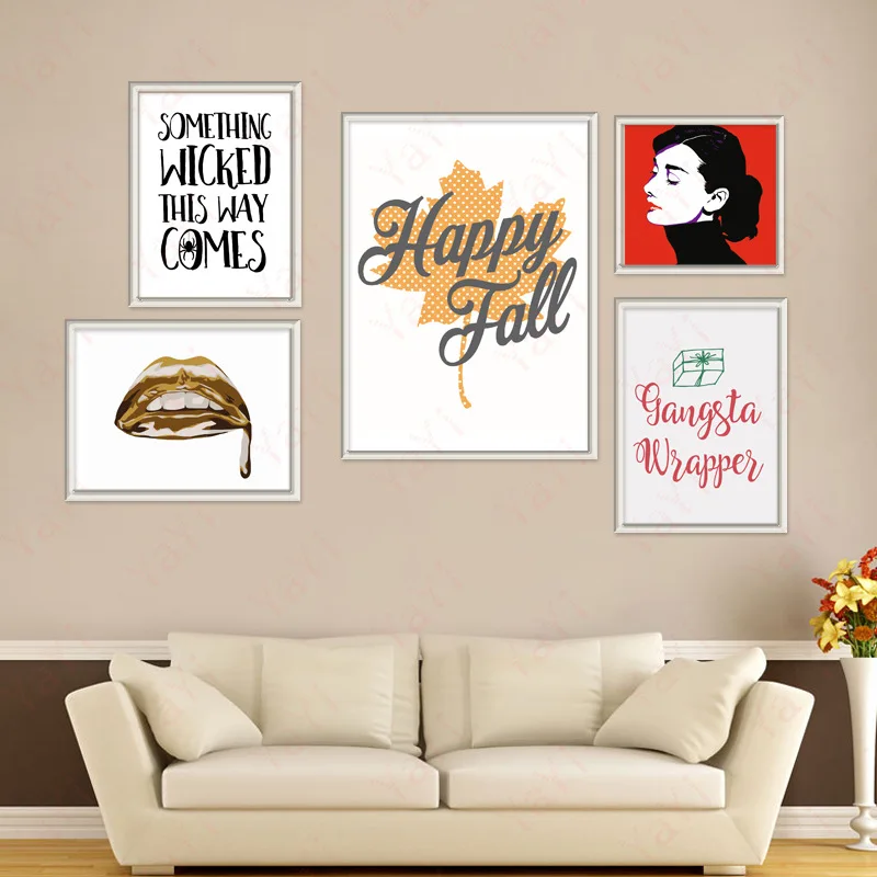 HAOCHU скандинавский кленовый лист письма Хепберн банановые перья красный черный