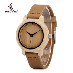 Женские кварцевые часы с бамбуковым ремешком и ремешком из натуральной кожи