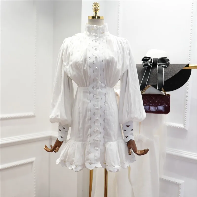 Новое модное дизайнерское Runway женские платья с рукавами-фонариками платье