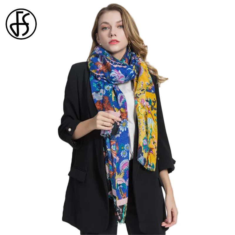 

FS Cotton Linen Scarf Scarves Print Shawls Hijab Tassels For Women Ladies Girl Long Large Pashmina Foulard Femme Vintage Ethnic