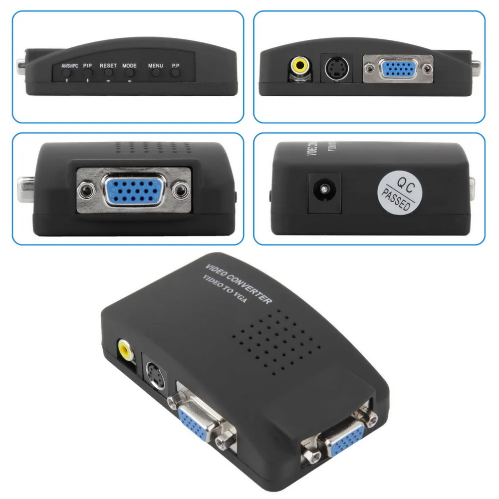 ПК к ТВ адаптер VGA К AV RCA монитор S Video преобразователь сигнала переключатель