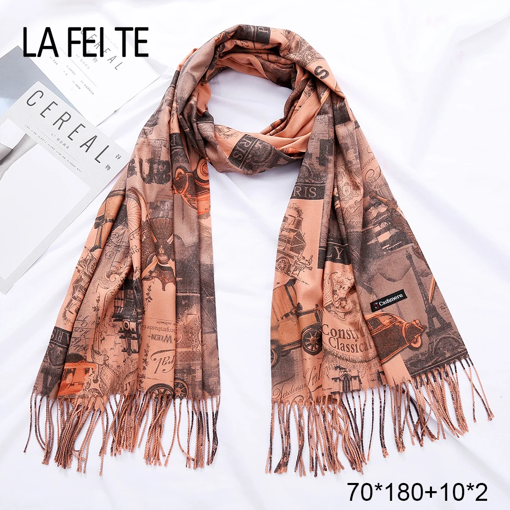 Длинный кашемировый шарф для женщин и мужчин шейный платок из пашмины женский