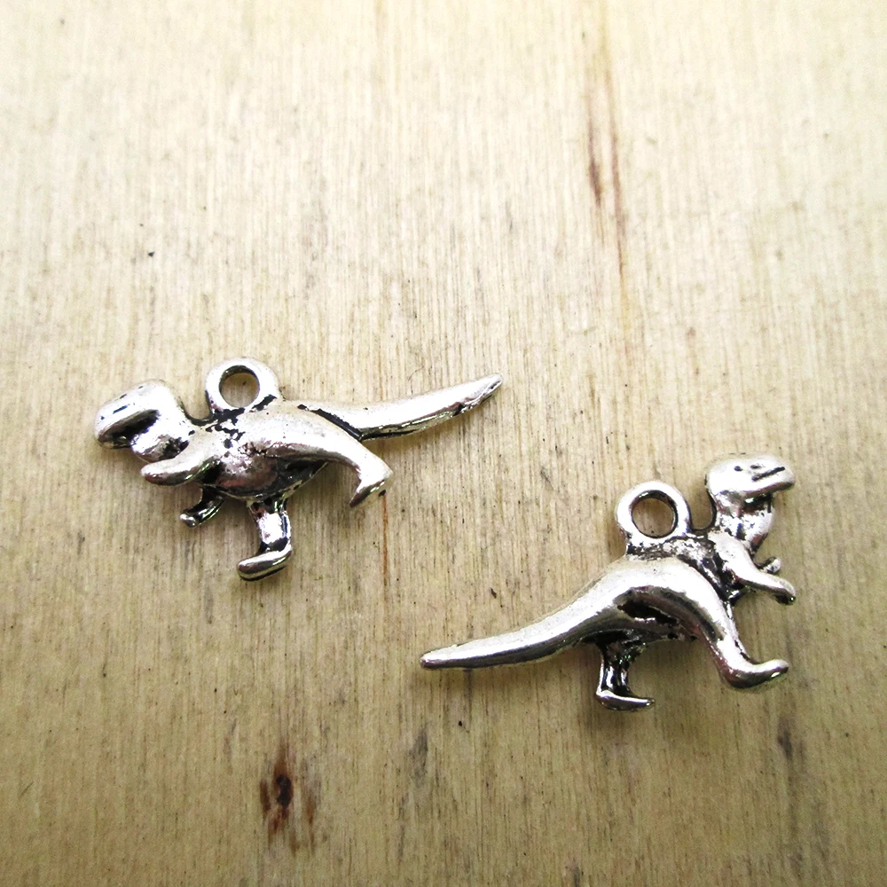 30pcs-- 11x21mm Mini Cute 3D Dinosaur Charms Pendants DIY necklace/ bracelets charms antique silver tone | Украшения и аксессуары