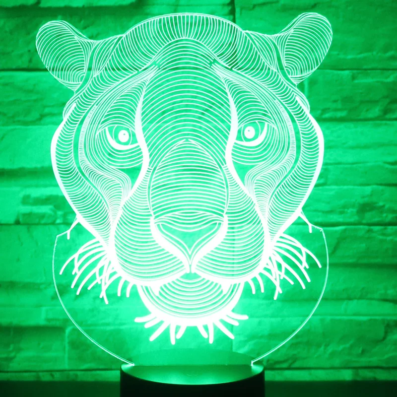 3D светодиодный ночник s Lion с 7 цветами светильник для украшения дома потрясающая