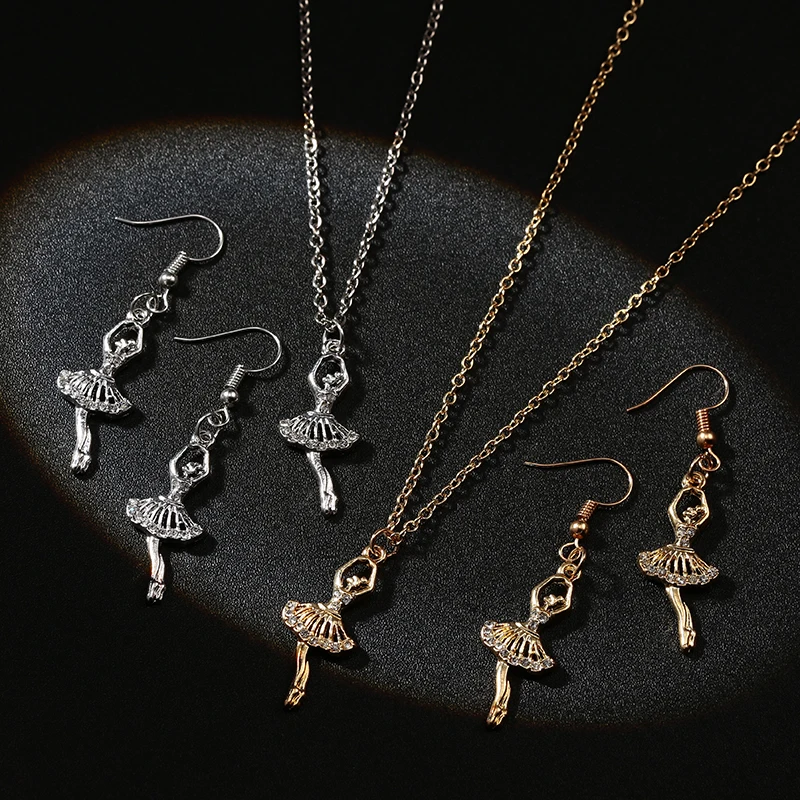 Подарок на день рождения хрустальное балетное ожерелье Танцовщица серьги с