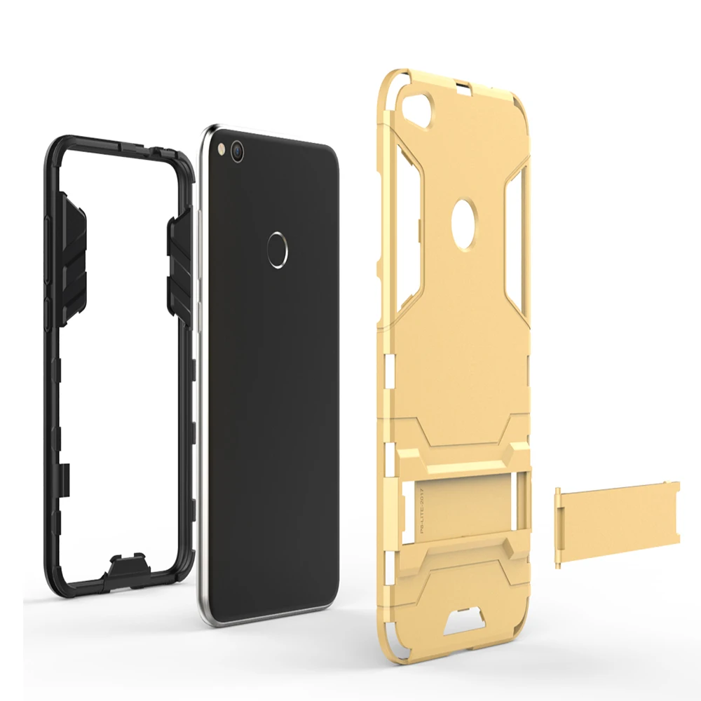 For Huawei P8 Lite 2017 Case Cover Luxury Iron Man Stand Hard Armor+Soft Silicone TPU for Honor 8 | Мобильные телефоны и