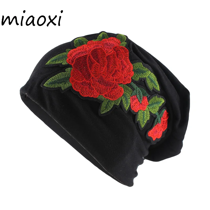 

Miaoxi Autumn Warm Rose Women Hat Caps Lady Floral Fashion Beanies For Girls Cotton Gorros Beauty Colors Soft Hats