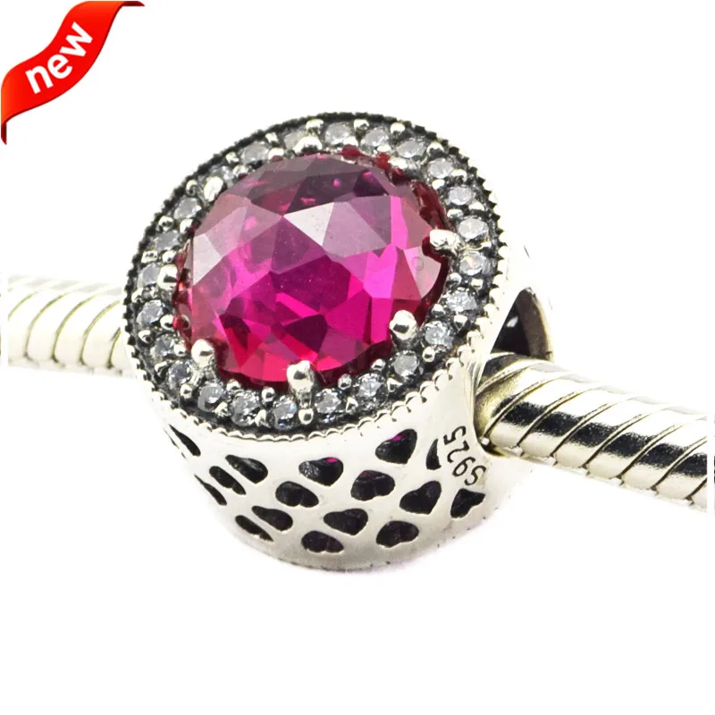 DIY Подходит для Pandora Браслеты Сияющие шармы в виде сердец с вишневым украшением