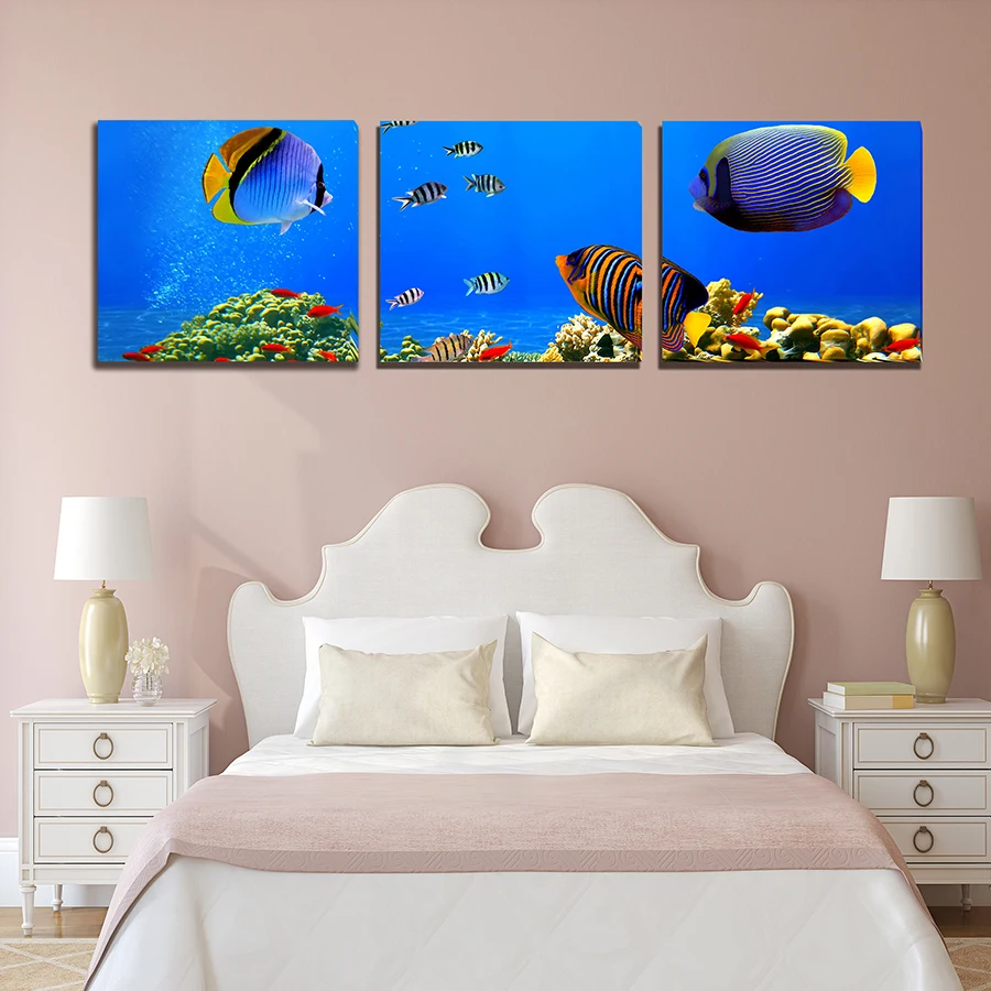 Без рамы Подводный мир Рыбы 3 предмета современные стены Краски ing Книги по