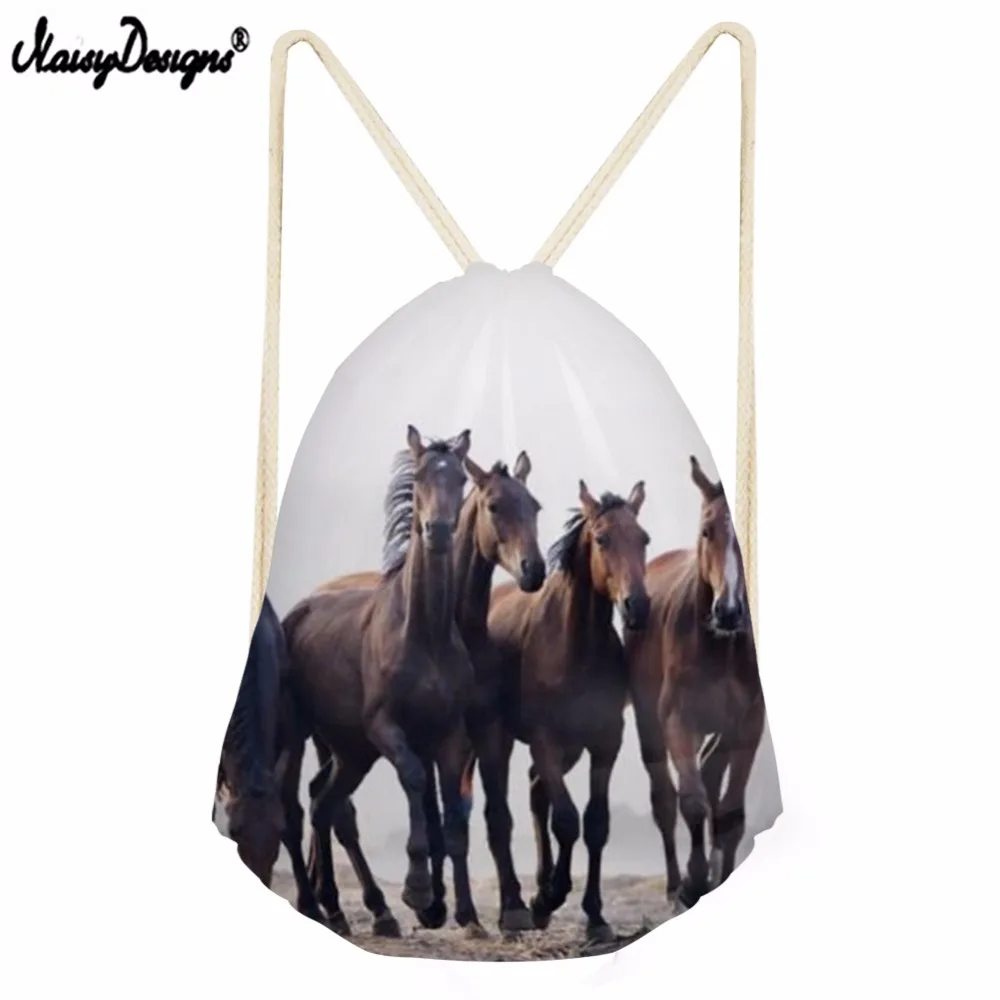 Noisydesigns Женская Повседневная сумка на шнурке Sackpack Horse cool Печатный Рюкзак Дорожная