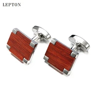 low key luxury wood cufflinks for mens business high quality lepton square rosewood cuff links men shirt button cufflink gemelos