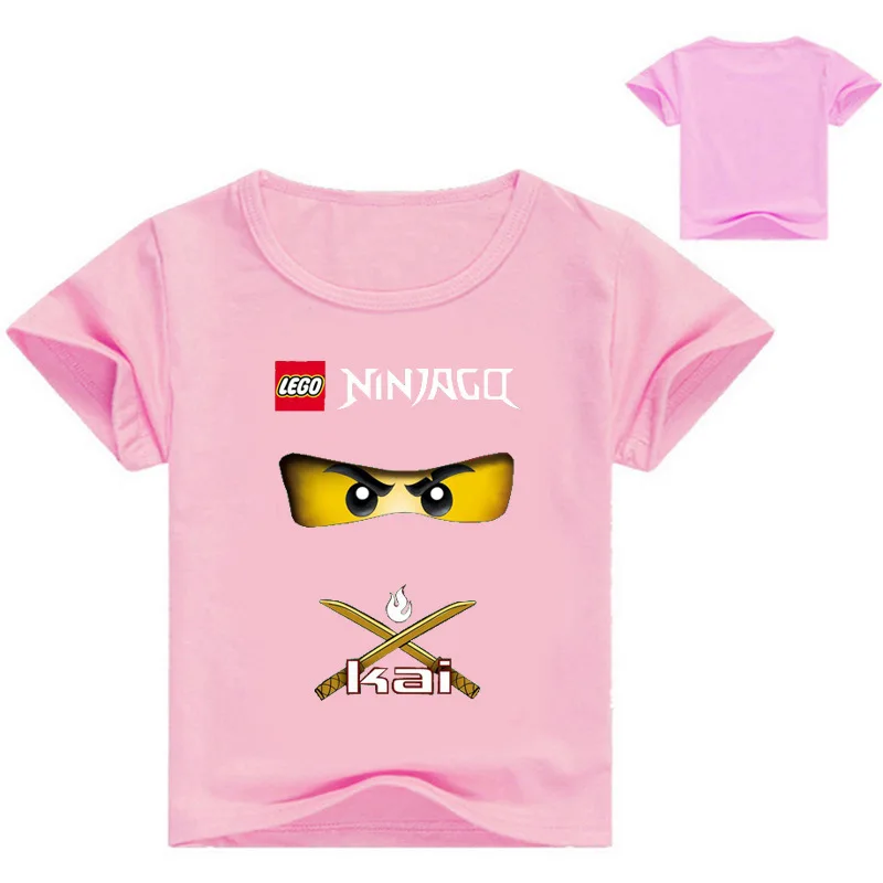Pink TNO7197 Футболки с короткими рукавами для мальчиков; одежда для маленьких девочек с рисунком из мультфильма «Ниндзяго»; летняя хлопковая Футболка с круглым вырезом; детские топы; футболки - Цвет: Pink TNO7197