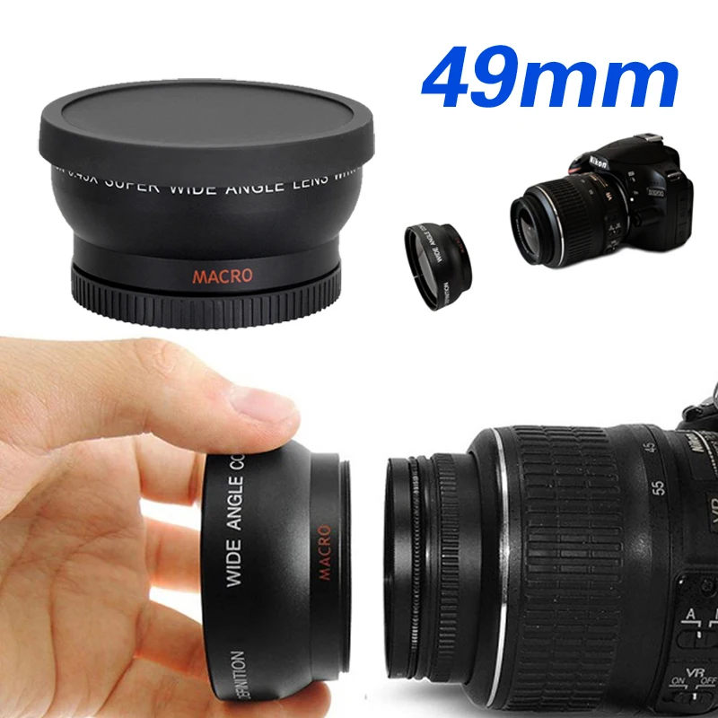 49 мм 0.45X супер широкоугольный объектив для макросъемки рыбий глаз Canon NIKON Sony PENTAX DSLR