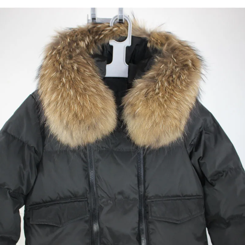Зимняя парка 2018 женская зимняя куртка большие парки из натурального меха енота