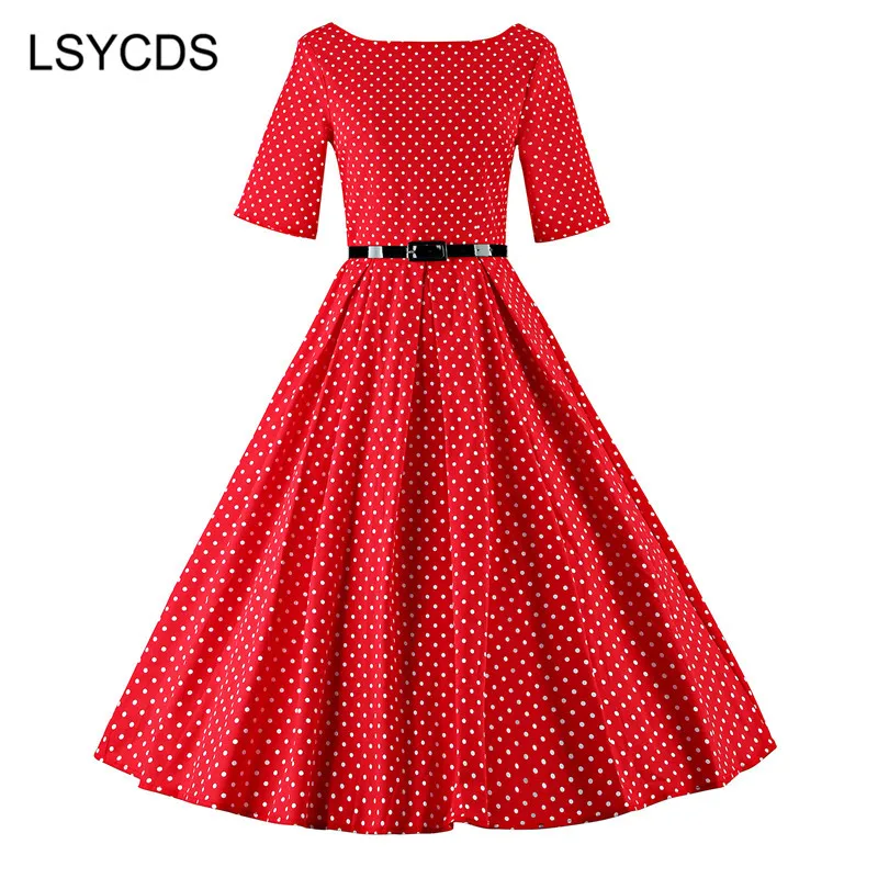 LSYCDS 2018 женские летние винтажные рокабилли черные синие Красные Белые Одри