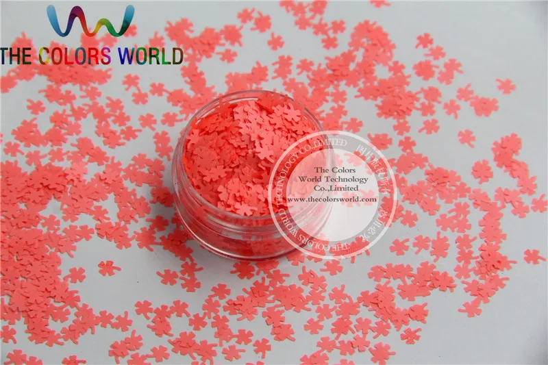 CN-H Solvent Resistant Neon Pink Red Color Four-leaf Clover Shamro Shape Glitter for Nail Polish and DIY decoration 1Pack =50g | Красота и
