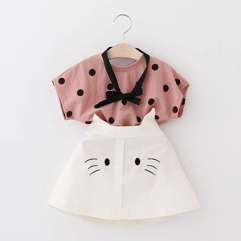 Новинка 2019 Детский костюм летняя одежда для маленьких девочек модная футболка в