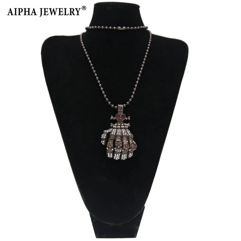 AIPHA преувеличены хип-хоп jewelry Мужская черная рука bone дизайн сплава кулон
