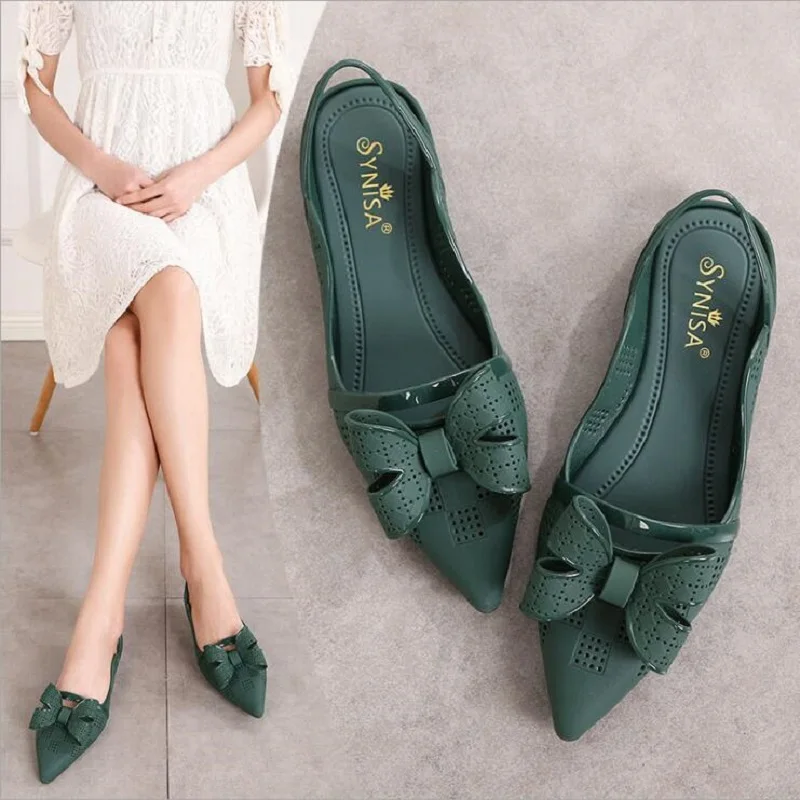 Новинка Летние модные женские пляжные сандалии с открытым носком и бантом