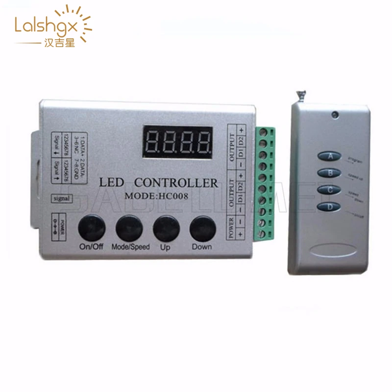 

Программируемый светодиодный пиксельный контроллер HC008 с 4 клавишами, постоянный ток, 5 В, 12 В, 24 В, режимы 133 эффектов для ws2812, ws2811, 2801 светодио...