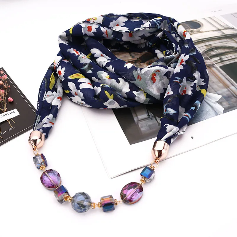 RUNMEIFA ювелирные колье кулон шарф печатных Красочные шифон Для женщин подлинной