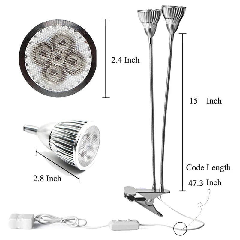 Полный спектр 10 Вт Led Grow Light 360 градусов гибкий держатель лампы клип Светодиодная