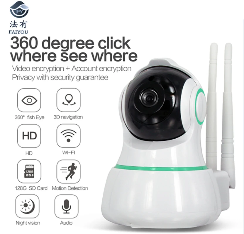FAIYOU WIFI Мини CCTV камера IP P2P HD видео 1MP 720P ночное видение 10 м вращение 355 градусов и